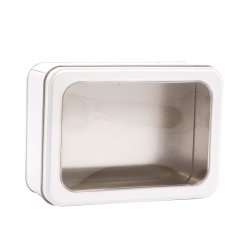 Boîte rectangle blanche avec fenêtre transparente personnalisable