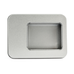 Boîte rectangle métal avec fenêtre transparente personnalisable